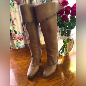 Cuffed Knee-High Leather Boots